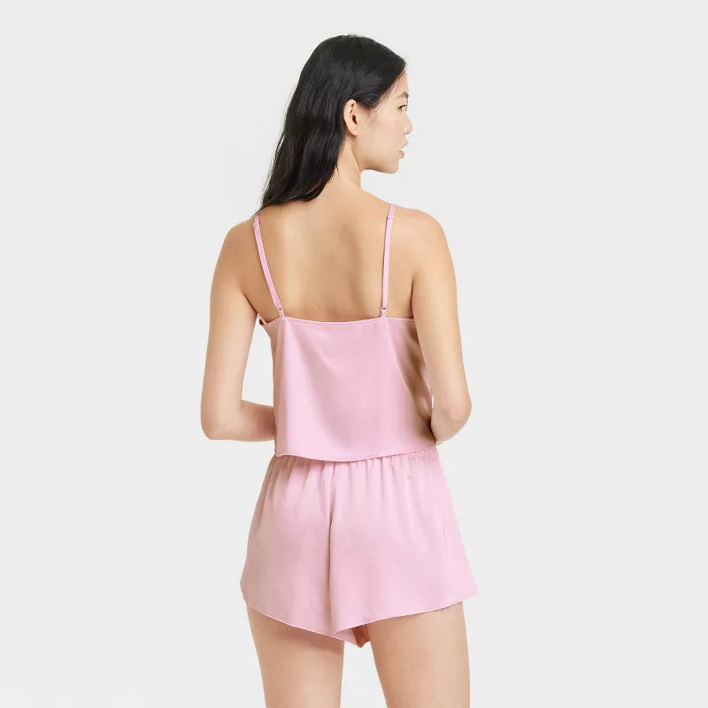 Conjunto de pijama de satén con tirantes y pantalones cortos para mujer - Colsie™