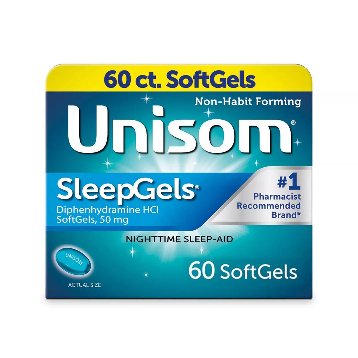 Cápsulas blandas para ayudar a dormir SleepGels de Unisom - Clorhidrato de difenhidramina - 60 unidades